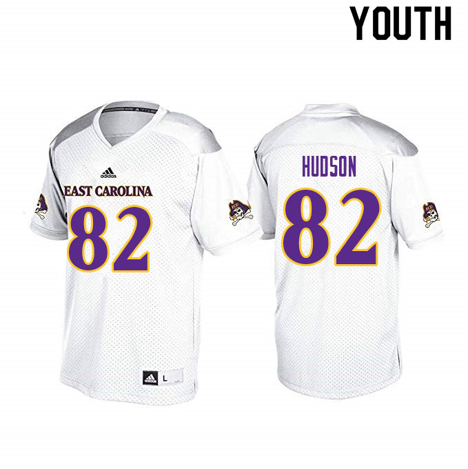 Youth #82 Taji Hudson ECU Pirates College Football Jerseys Sale-White